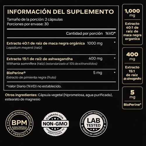 Maca Negra + Ashwagandha: Vitalidad Masculina