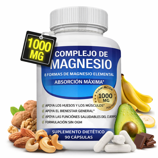 Complejo de Magnesio 1000 mg — 8 Formas de Magnesio Elemental | Absorción Máxima