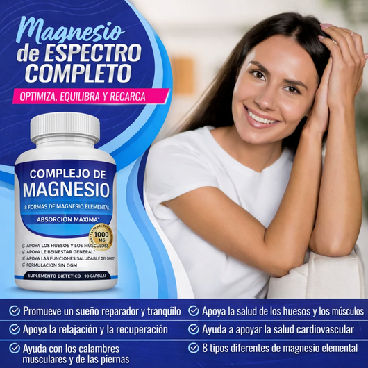 Complejo de Magnesio 1000 mg — 8 Formas de Magnesio Elemental | Absorción Máxima