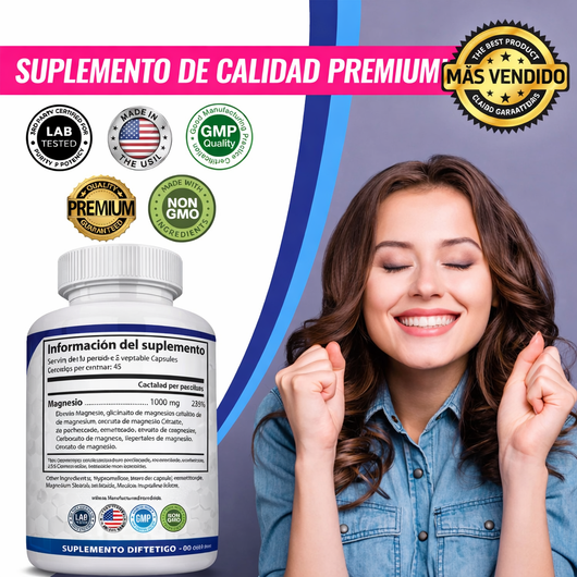 Complejo de Magnesio 1000 mg — 8 Formas de Magnesio Elemental | Absorción Máxima
