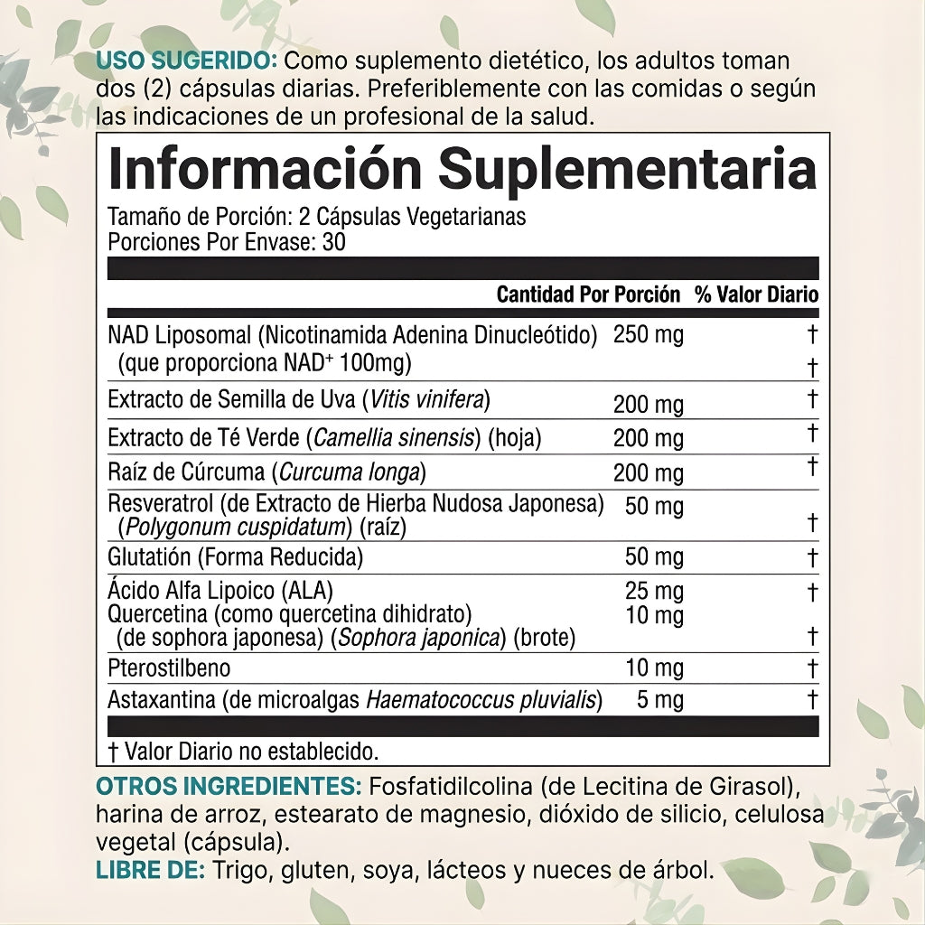 Liposomal NAD+ Última — Fórmula Avanzada 10 en 1